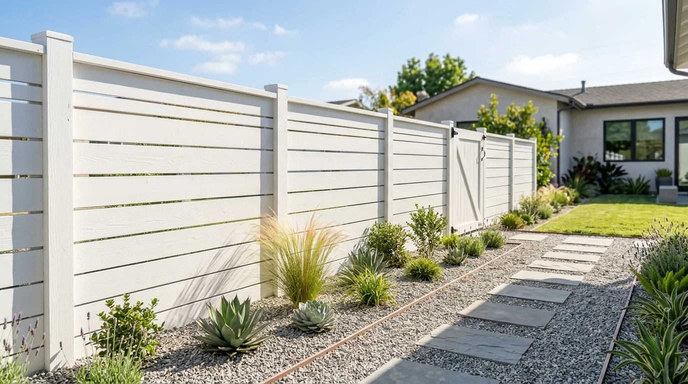 White Painted Slat Fence